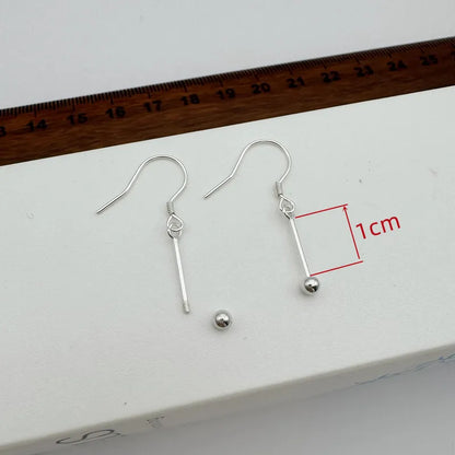 1Pair Solid 925 Sterling Silver Earring Hooks with Neddles for Round Beads 10-15-20mm DIY Jewelry Making Accessories