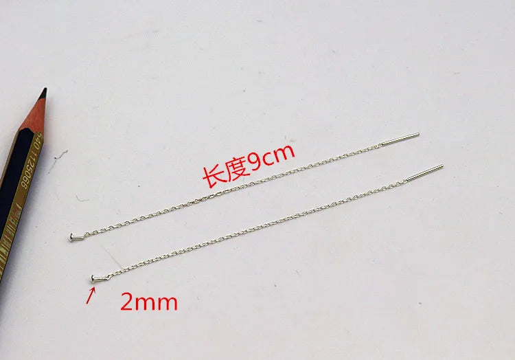 1Pair Earwire Solid 925 Sterling Silver Ear Thread 7cm with Headpin for Jewelry Beads Making DIY Dangle Findings Components