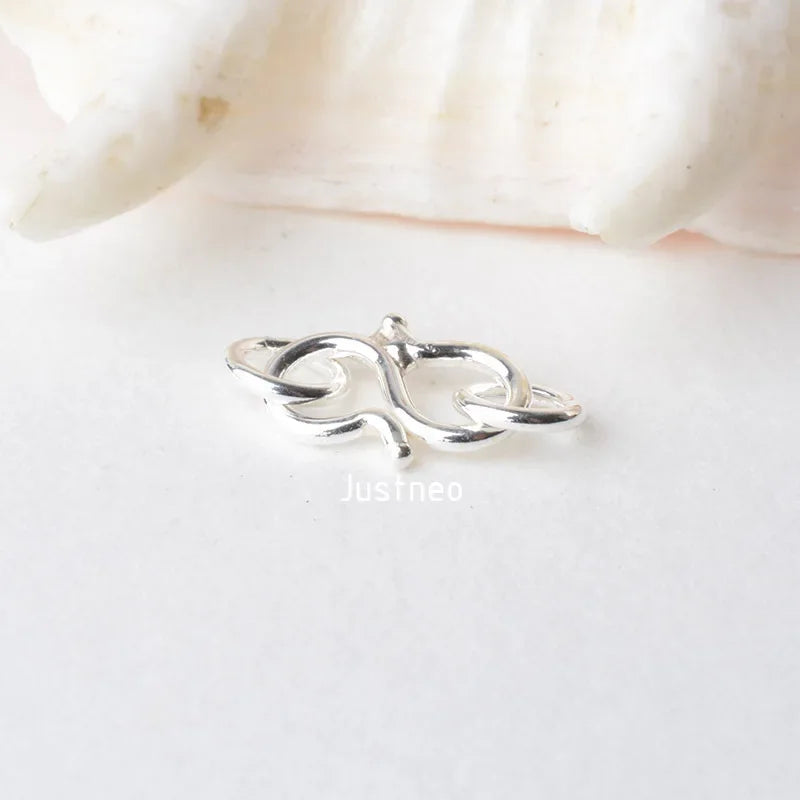 Solid 925 Sterling Silver S-shaped Clasp Hook with Closed Jump Ring, for Necklace / Bracelet Jewelry diy Components