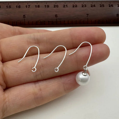 1Pair Solid 925 Sterling Silver Earring Hooks with Open Jump Ring 16mm DIY Jewelry Making Accessories Components