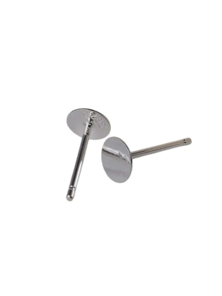 925 Sterling Silver Earring Post with Flat pad Head,3/4/5/6mm Pad. Earring Findings for Jewelry Making ,1pair