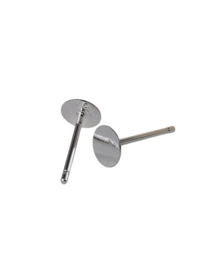 925 Sterling Silver Earring Post with Flat pad Head,3/4/5/6mm Pad. Earring Findings for Jewelry Making ,1pair