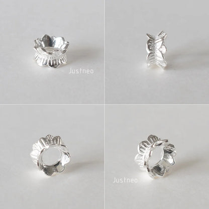 925 Sterling Silver Double Side Flower Beads Caps Spacer Beads for DIY Bracelet Necklace Jewelry Making