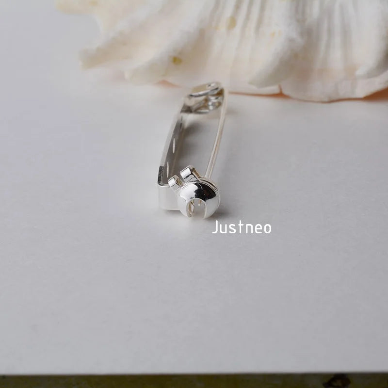 Solid 925 Sterling Silver Breastpin Safty-Closure Needle Lapel Stick, Handmade  DIY Blank Stick Pins Brooches Findings
