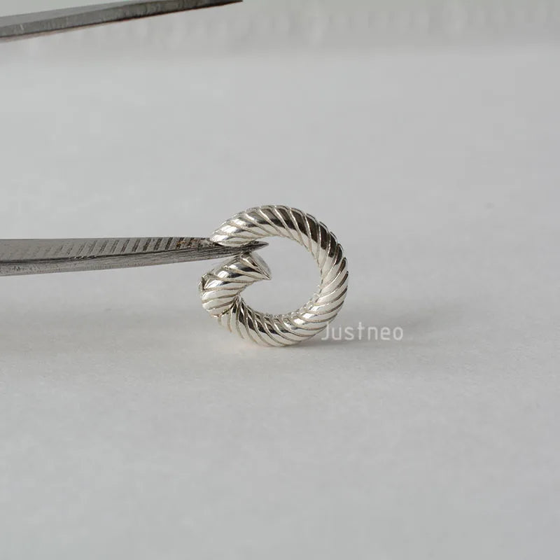 Solid 925 Sterling Silver Spring Rings, Spring Snap Clip Hooks silver Metal Split Rings Small Clamp Clasp for Jewelry Making