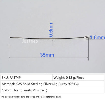 925 Sterling Silver Ball Head Pins For Jewelry Making, Silver Round Bead Head Pins, Silver Findings Head Ball Pins