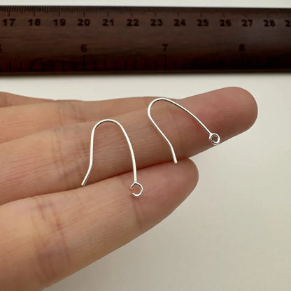 1Pair Solid 925 Sterling Silver Earring Hooks with Open Jump Ring 16mm DIY Jewelry Making Accessories Components