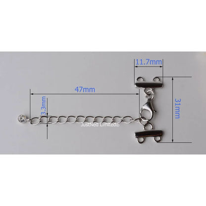 Solid 925 Sterling Silver Clasp Buckle 2/3 Strand Necklace Hook Cubic Zirconia Rhodium Plated  Diy Jewelry Components, 1pc