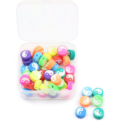 50pcs TAI CHI Pattern Polymer Clay Beads DIY Kit