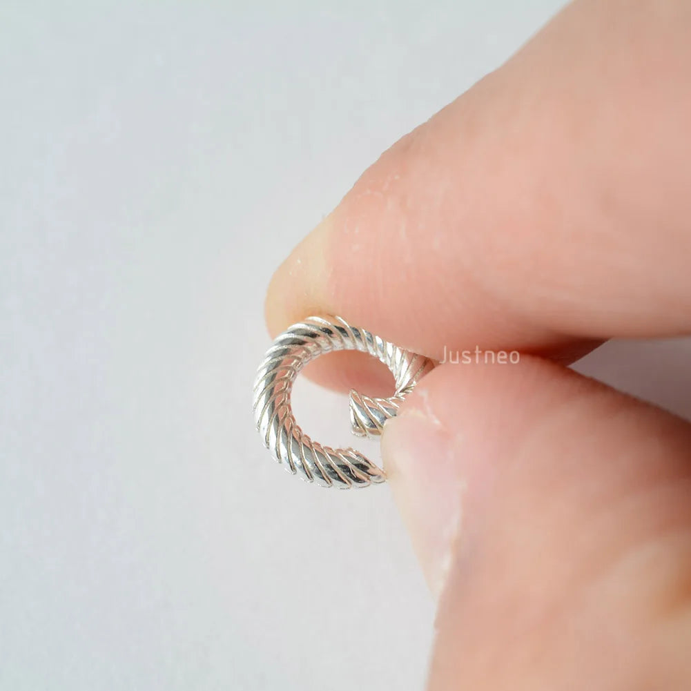 Solid 925 Sterling Silver Spring Rings, Spring Snap Clip Hooks silver Metal Split Rings Small Clamp Clasp for Jewelry Making