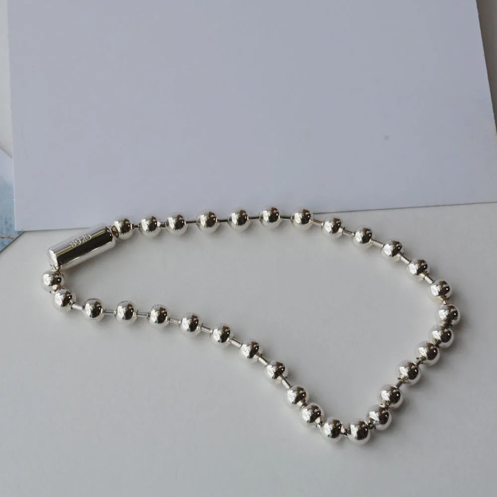 JustNeo Solid 925 Sterling Silver Ball Chain Bracelet and Anklet,Basic Chains for Pendants Charms