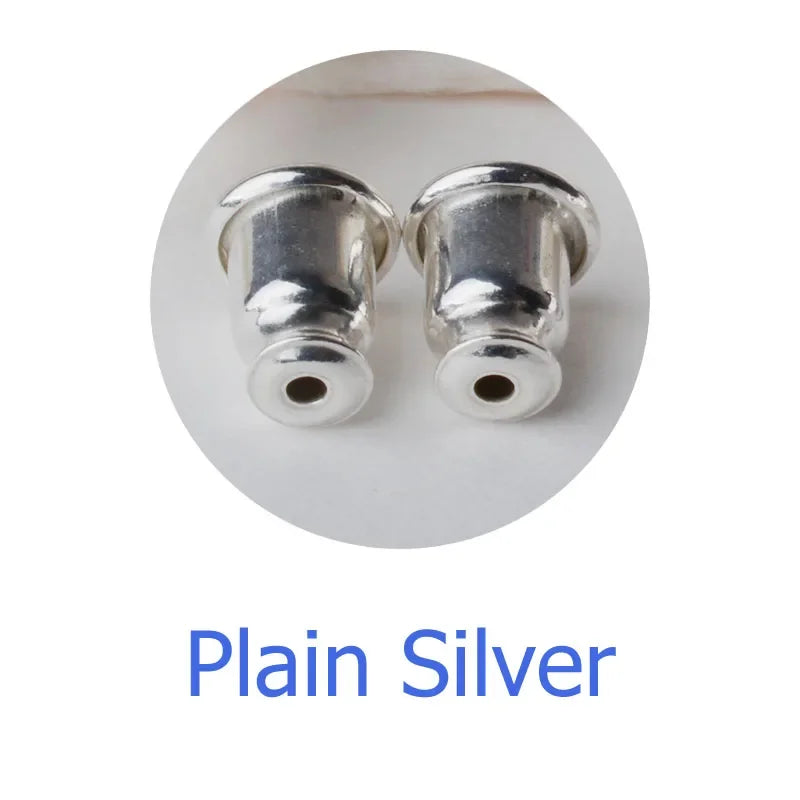 earnut,  solid 925 sterling silver earring backs,earring friction back stopper for stud earrings, 1 pair