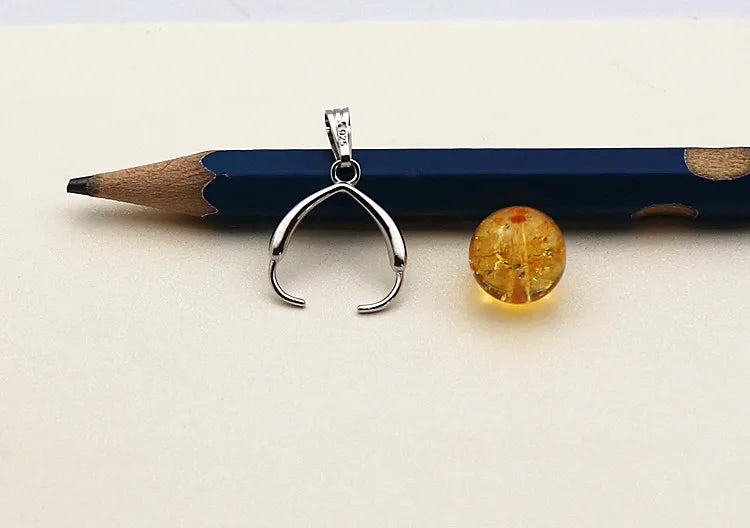 22mm Solid Sterling Silver Bail Pendant Connector Pinch Bail for Round Beads Jewelry Necklace Pendant Making Components DIY