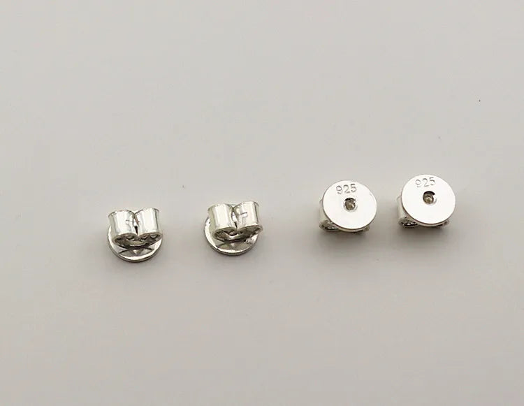 1 Pair Earnut Solid 925 Sterling Silver Original Butterfly Round Stopper Earring Backs for Ear Studs DIY Components for Jewelry