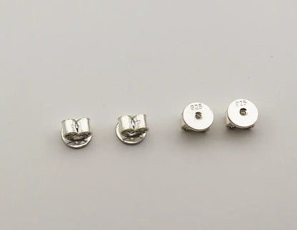 1 Pair Earnut Solid 925 Sterling Silver Original Butterfly Round Stopper Earring Backs for Ear Studs DIY Components for Jewelry
