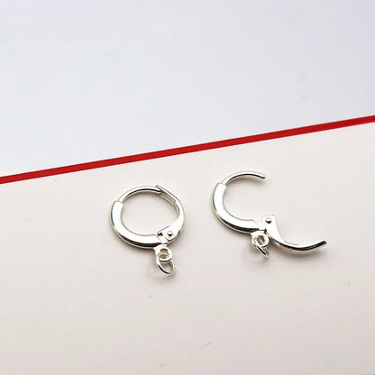Solid 925 Sterling Silver Earring Hook Leverback Round Earwire with Open Jump Ring Connector for Jewelry Making DIY Accessories