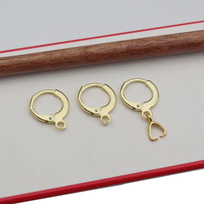 1 Pair Solid 925 Sterling Silver Round Leverback Earring Hook 18K Gold Color for Jewelry Making DIY Accessories Finding