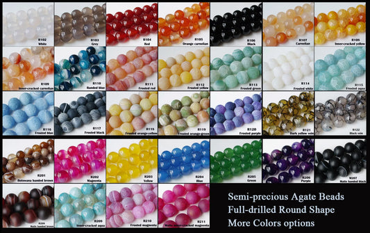Agate Beads 10mm Semi-precious Stone Loose Beads Round Balls for Beaded Necklace Bracelet Earring Handmade Jewelry DIY