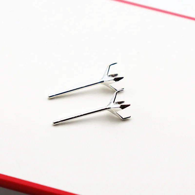 1 Pair  S925 Sterrling Silver Blank Earring Post Stud 4 Claw Plating with 2.5 3 4 5 6 8mm Pad for DIY Jewelry Findings Making