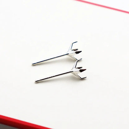 1 Pair  S925 Sterrling Silver Blank Earring Post Stud 4 Claw Plating with 2.5 3 4 5 6 8mm Pad for DIY Jewelry Findings Making