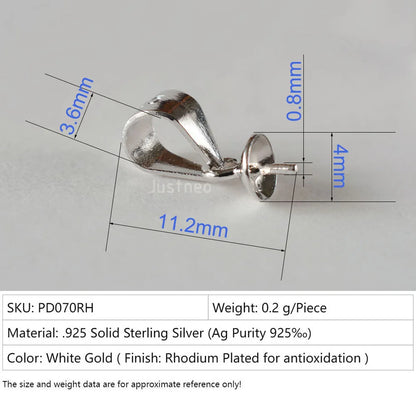 925 Silver Pendant Bail Connector with Pearl Cup Pin, Silver Pendant Bail with Cup Glue-on Pendant Connector for Jewelry Making