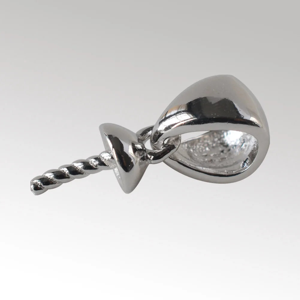 Solid 925 sterling silver bail pendant clasp connector, pinch bail with cup peg for necklace & pendant jewelry