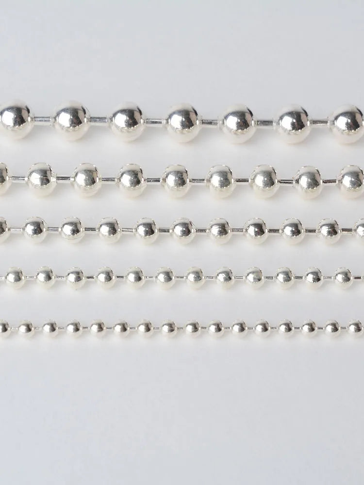 Solid 925 Sterling Silver ball Chain Loose Link Rope for Jewelry Diy Components and Findings