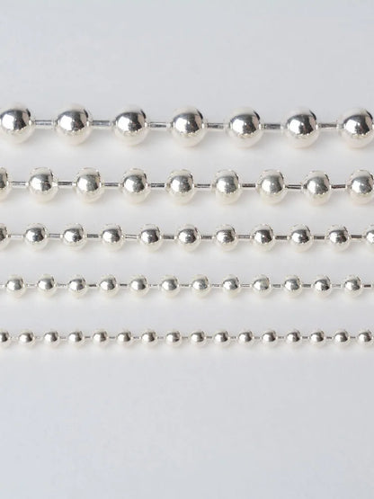 Solid 925 Sterling Silver ball Chain Loose Link Rope for Jewelry Diy Components and Findings