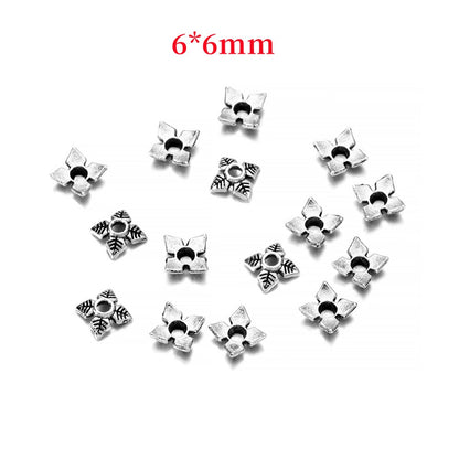 6mm 4-Petal Antique Flower Bead Caps, 50pcs