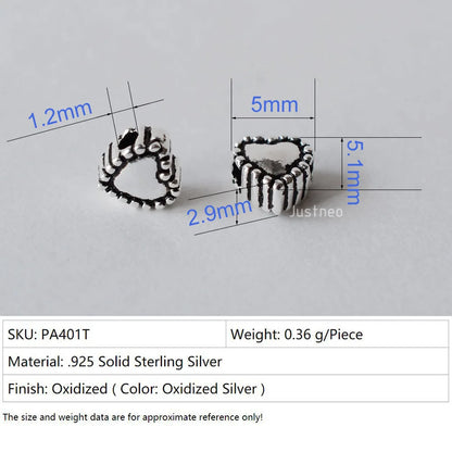 solid 925 sterling silver Heart-shaped charm beads, Thai Silver spacer loose bead with 1.2mm hole jewelry diy components