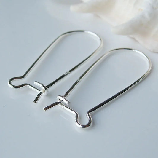 ear hook,31.5*13*0.9mm solid 925 sterling silver earring wire Hook, kidney shaped earring hoop hooks,sold by pair ,1pair