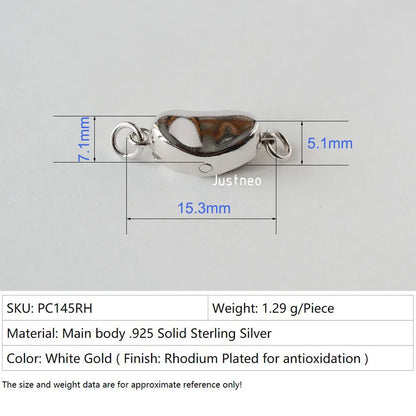 solid 925 sterling silver pea-shaped security tab clasp for necklace/bracelet