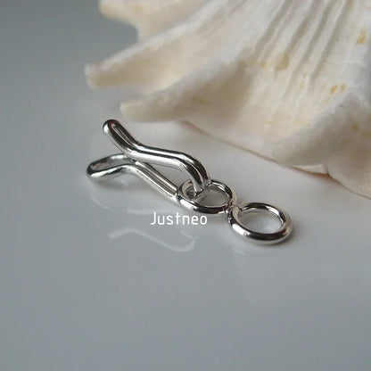 clasp,12mm (rhodium plated) solid 925 Sterling Silver  hook-and-eye clasps for necklace/bracelet components, 1 piece/lot