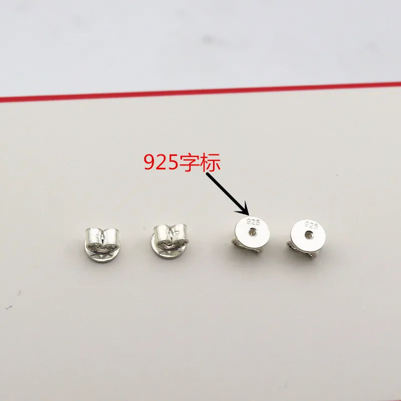 1 Pair Earnut Solid 925 Sterling Silver Original Butterfly Round Stopper Earring Backs for Ear Studs DIY Components for Jewelry