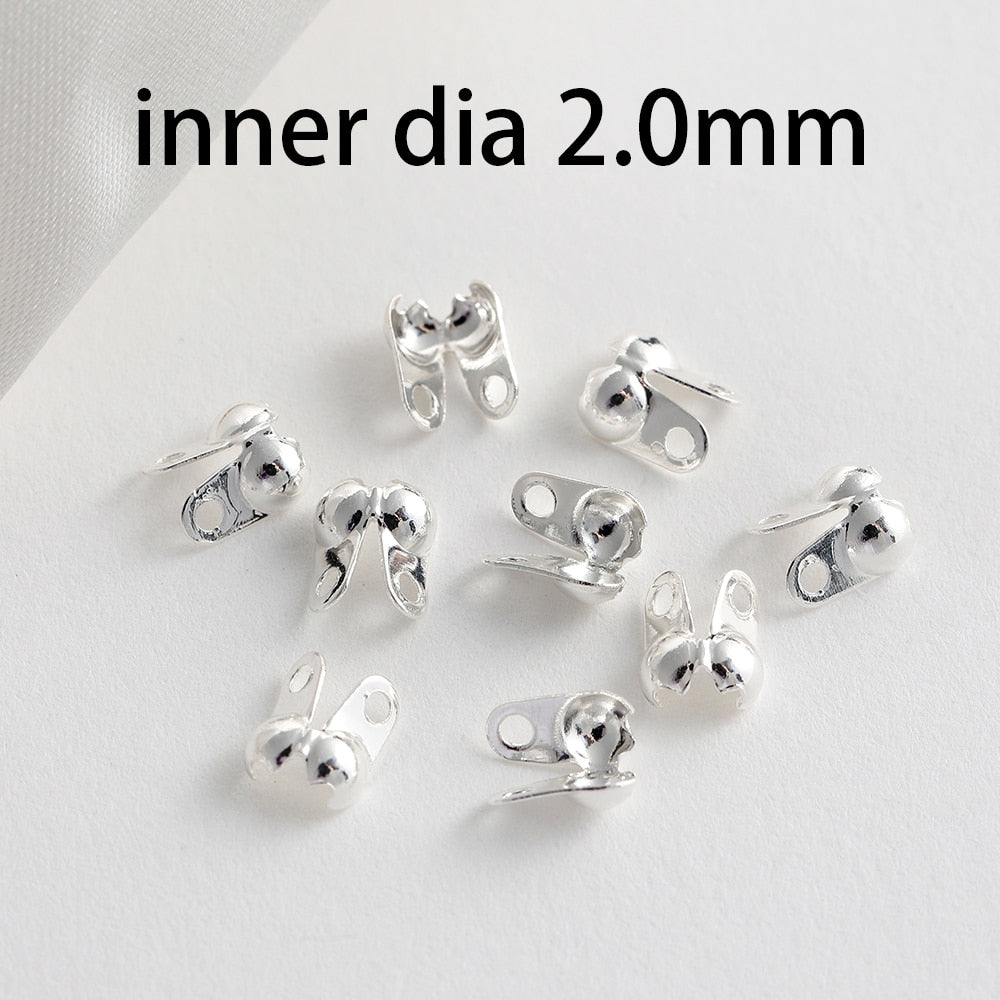Brass Gold Plating Connector Clasp Ball Chain End Crimps, 100pcs