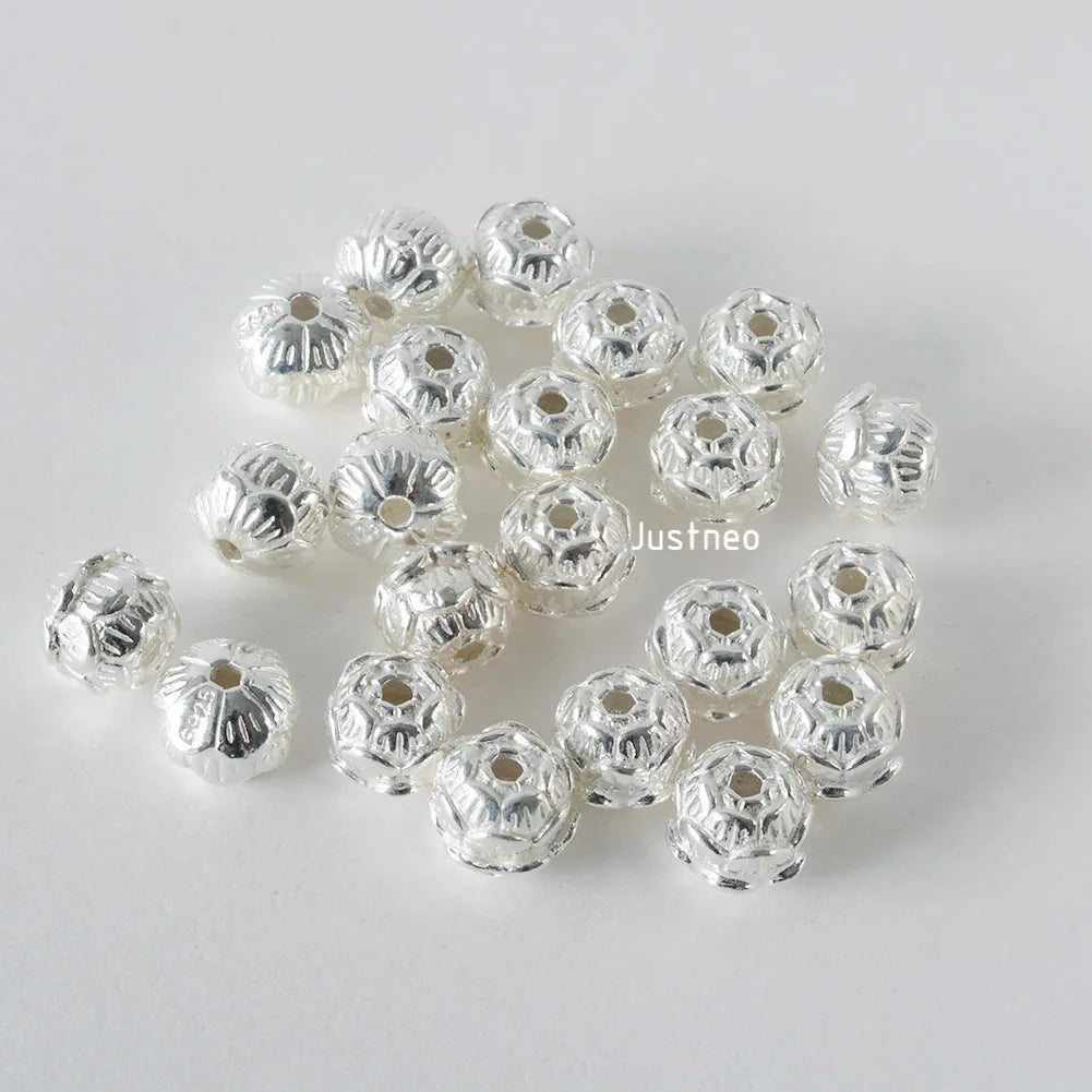925 Sterling Silver lotus beads, DIY Silver Loose beads for Jewelry Making Findings