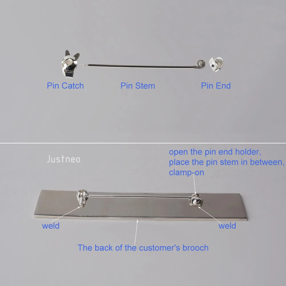 Sterling Silver Brooch Pin Findings, Silver Brooch Pin Catchs / Pin stems/ Pin Ends, Pin Back Straight Locking Jewelry Finding