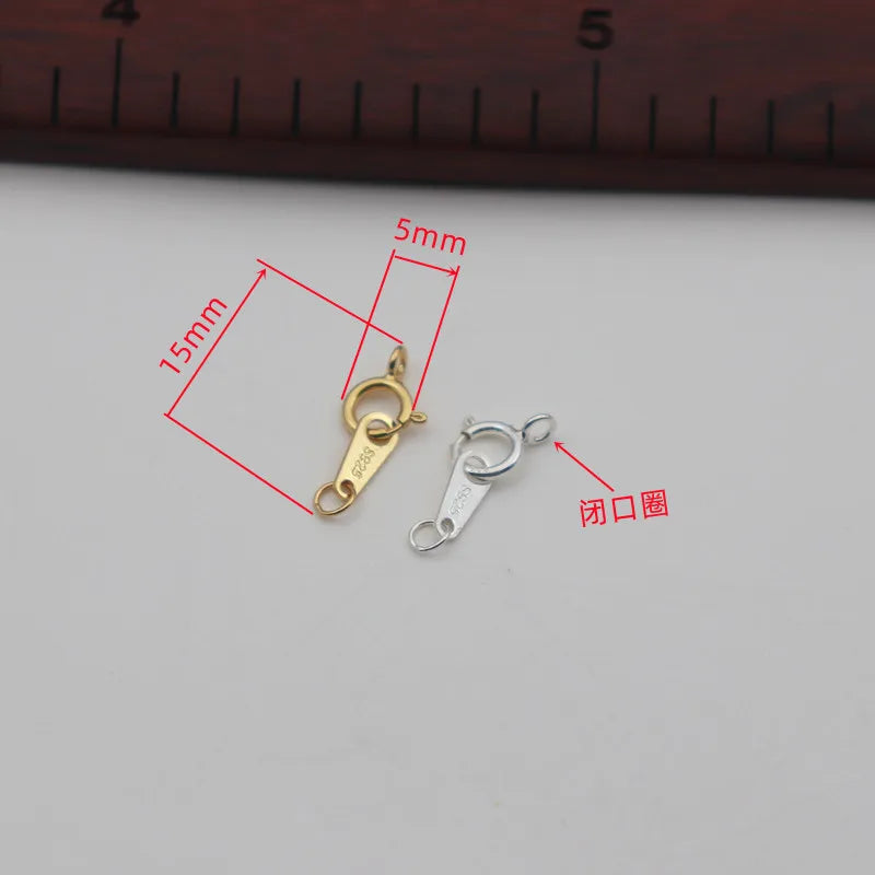 1Set Solid 925 Sterling Silver Double Hole Tag Clasp End Sring Necklace DIY Connector Bracelet String Components Finding