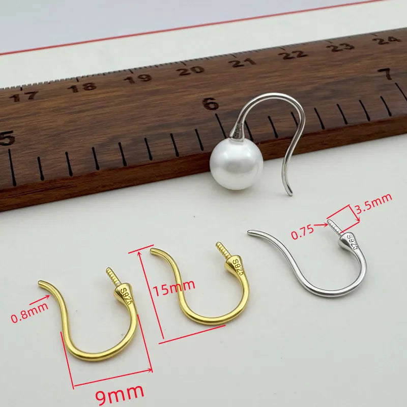 1Pair Solid 925 Sterling Silver Pear Empty Hook Earring DIY Accessories Making Semi-Finished Components Jewelry