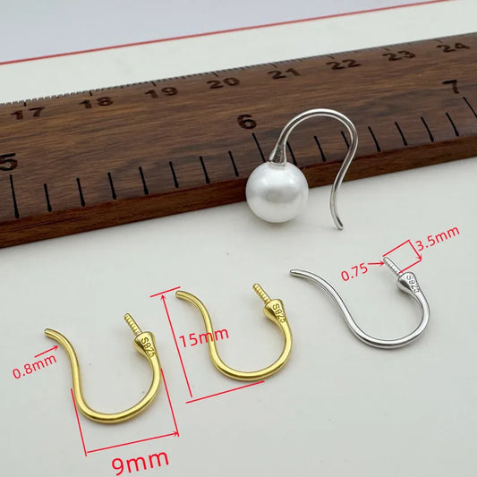 1Pair Solid 925 Sterling Silver Pear Empty Hook Earring DIY Accessories Making Semi-Finished Components Jewelry