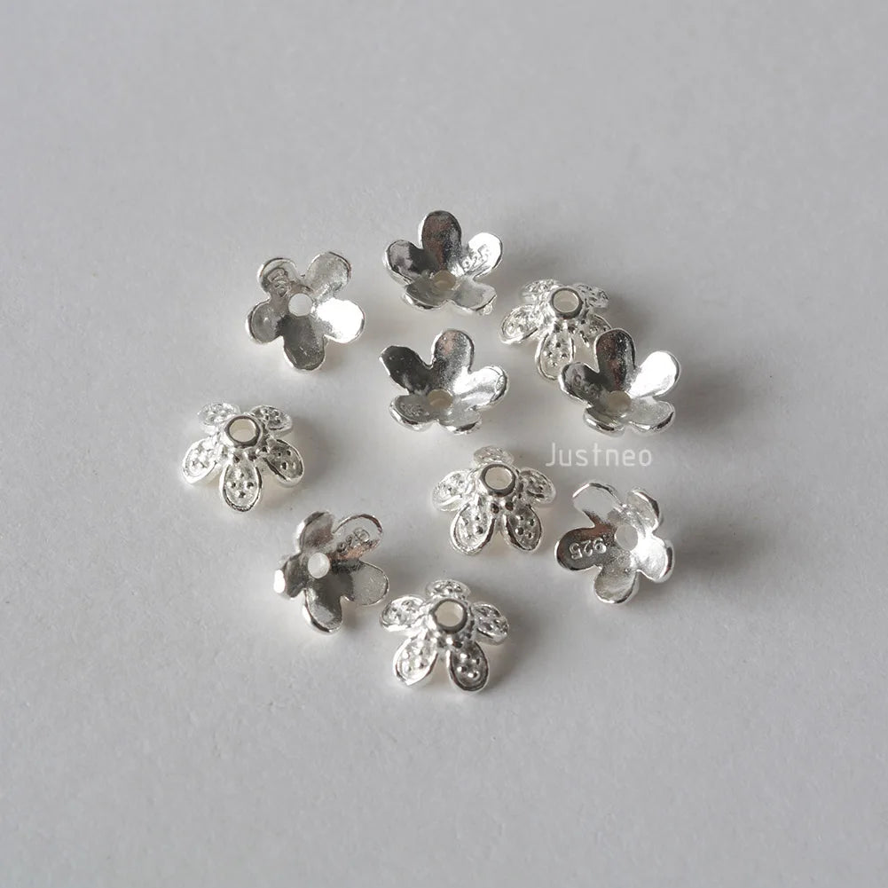 solid 925 sterling silver flower bead cap, spacer bead caps, jewelry diy silver findings/components