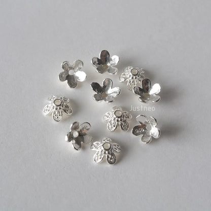 solid 925 sterling silver flower bead cap, spacer bead caps, jewelry diy silver findings/components