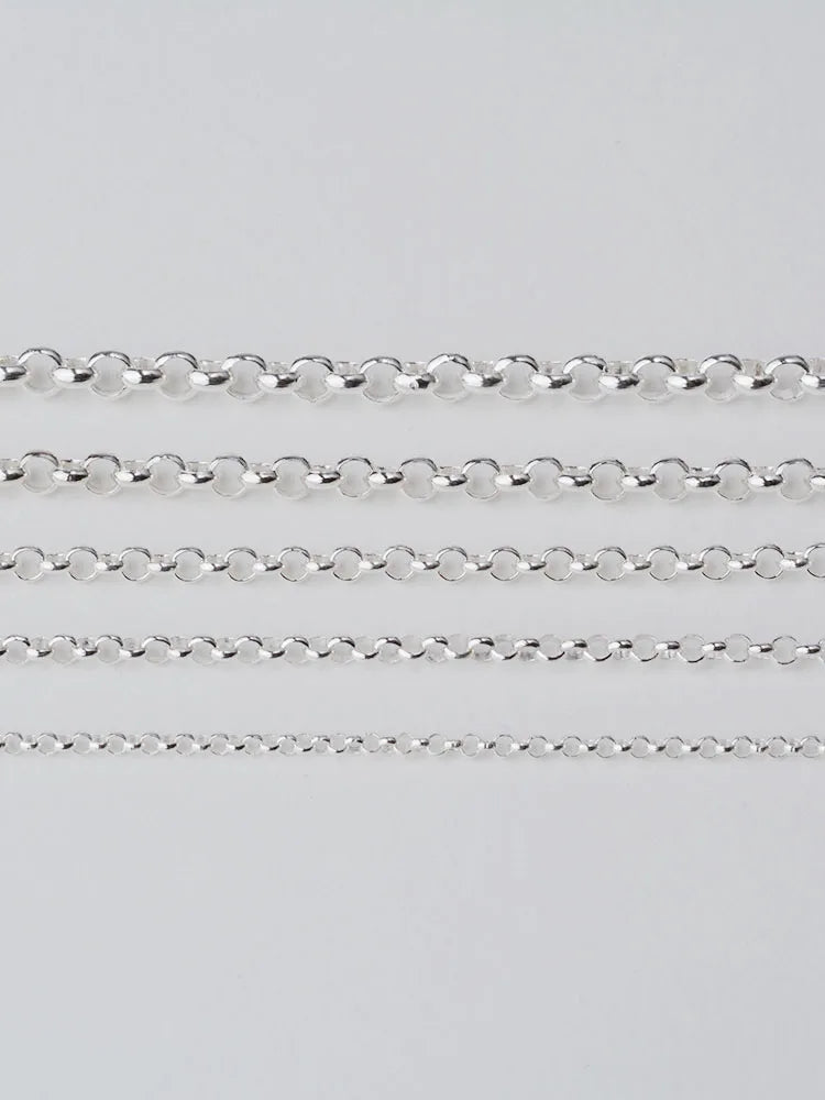 Silver Rolo Chain, 925 Silver Belcher Chains,Sterling Silver Rollo/Rolo Link Cable Chain for jewelry making Sterling Sil