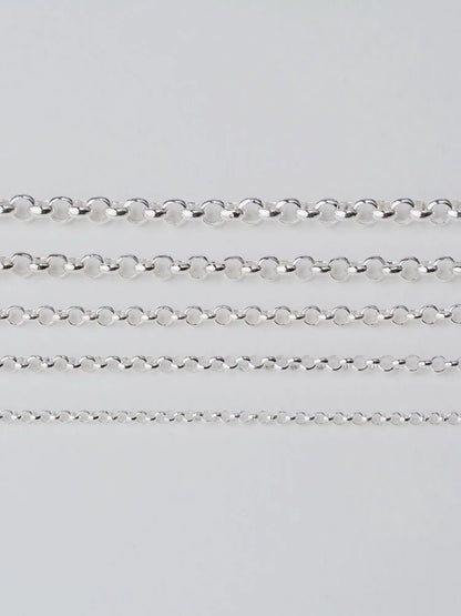 Silver Rolo Chain, 925 Silver Belcher Chains,Sterling Silver Rollo/Rolo Link Cable Chain for jewelry making Sterling Sil