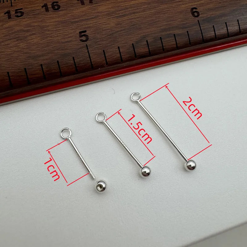 1PCS Solid 925 Sterling Silver Screw Needle Buckle Accessories Making DIY Jewelry Pendants Finding