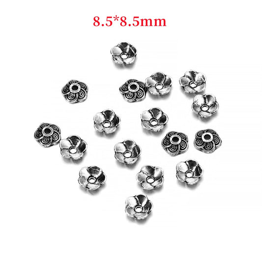 8.5mm Carved Plum Blossom Bead Caps, 100pcs