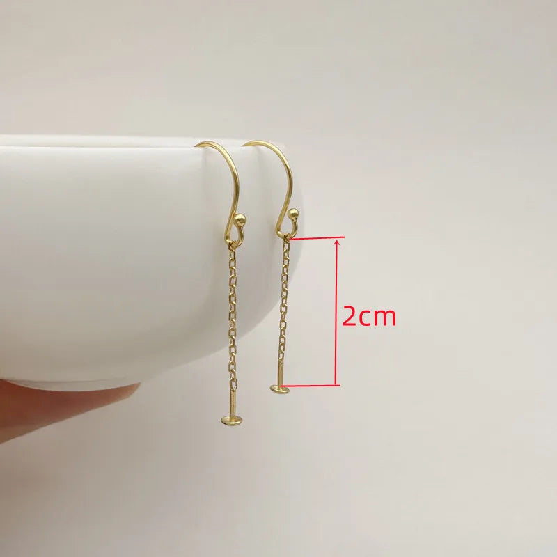 1Pair Solid 925 Sterling Silver Tail Beads Earrings Ear Hooks Chain DIY Accessories Making Anti-Allergy Tassles