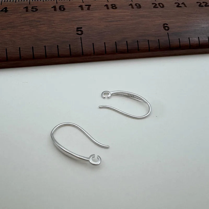 1Pair Solid 925 Sterling Silver Earring Hooks 16mm DIY Accessories Simple Ear Hooks Pearl Components Making
