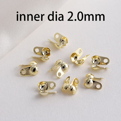Brass Gold Plating Connector Clasp Ball Chain End Crimps, 100pcs