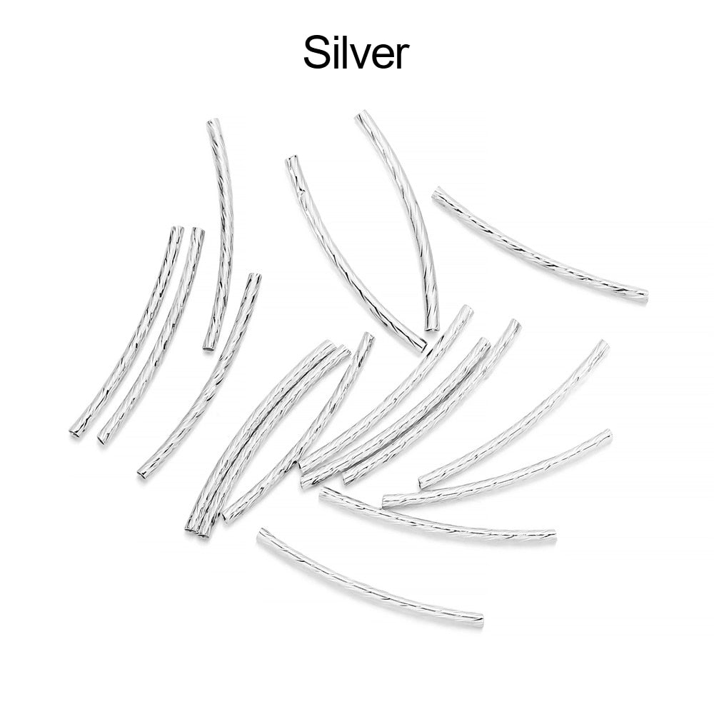Stripe Copper Curve Tube Spacer Beads 25-30mm, 100pcs